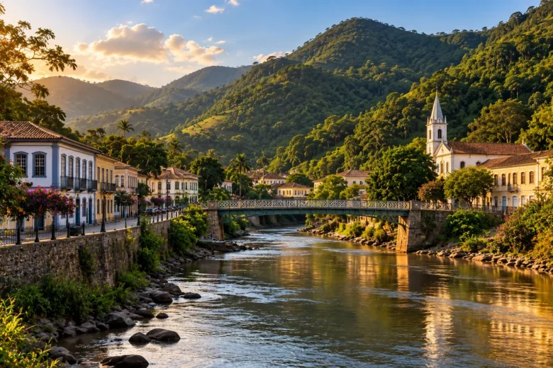 Centro histórico de Santa Leopoldina às margens do Rio Santa Maria da Vitória, no Espírito Santo