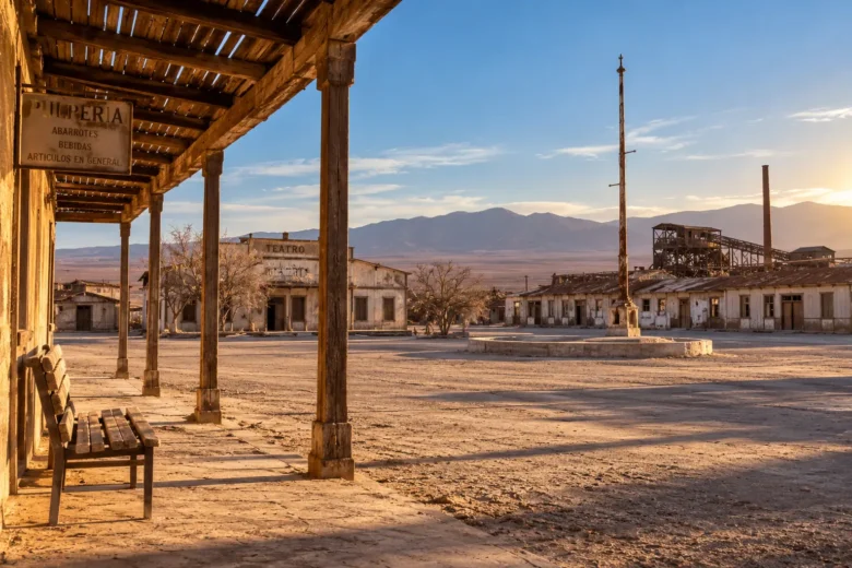 Antigas construções de Humberstone no deserto do Atacama, no Chile